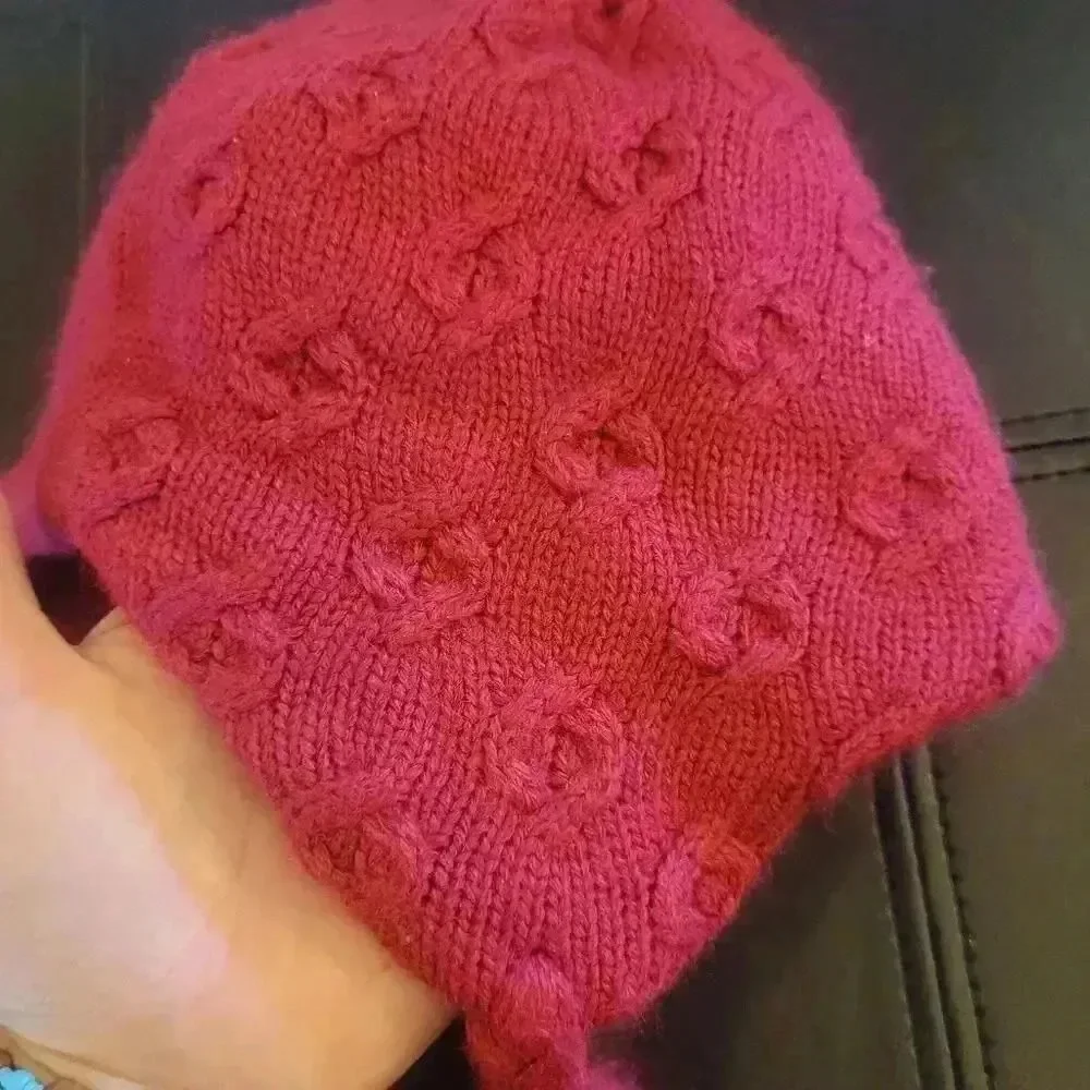 Bula Girl’s Hot Pink Acrylic Knit Peruvian Style Fleece Lined Winter Hat